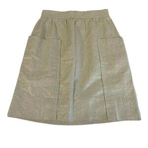 Anthropologie Cartonnier Casetta Pencil Skirt Size 2 Gold Shimmer Linen Pockets